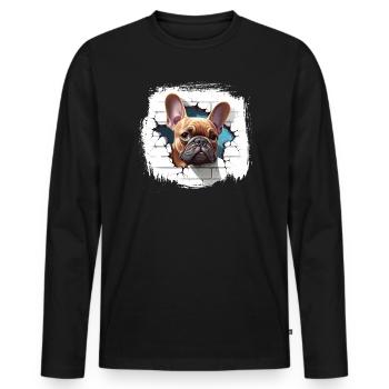 french bulldog cartoon - T-shirt manches longues Premium bio Homme - noir - Devant - Nico (187cm)