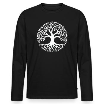 Cercle de la Silhouette de l’Arbre de Vie - T-shirt manches longues Premium bio Homme - noir - Devant - Nico (187cm)