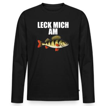 Leck Mich Am Barsch - Männer Premium Bio Langarmshirt - Schwarz - Vorne - Nico (187cm)