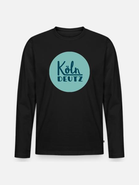 Köln Deutz mein Veedel - Männer Premium Bio Langarmshirt - Schwarz