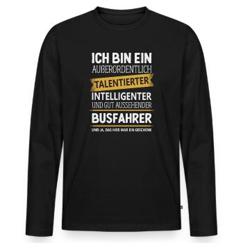 Linienbus Busfahrer Schulbus Busfahrerin Bus - Männer Premium Bio Langarmshirt - Schwarz - Vorne - Nico (187cm)