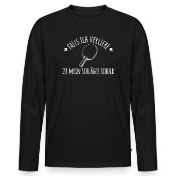 Tischtennis falls ich verliere Tischtennisspieler - Männer Premium Bio Langarmshirt - Schwarz - Vorne - Nico (187cm)