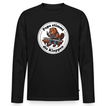 Querflöte Papa Biber Instrumentenbauer T-Shirt - Männer Premium Bio Langarmshirt - Schwarz - Vorne - Nico (187cm)