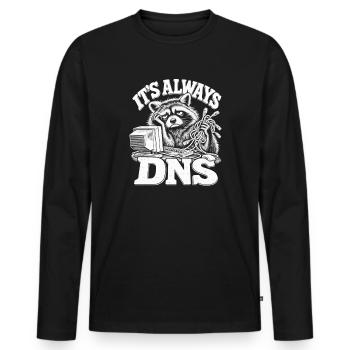 Es ist immer DNS Cat - Männer Premium Bio Langarmshirt - Schwarz - Vorne - Nico (187cm)