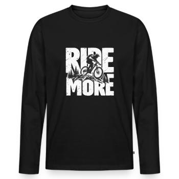 Ride More Mountainbike Fahrradfans - Männer Premium Bio Langarmshirt - Schwarz - Vorne - Nico (187cm)