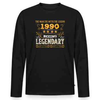 Birthday legendär 1990 - Männer Premium Bio Langarmshirt - Schwarz - Vorne - Nico (187cm)