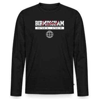 Birmingham England Koordinaten Reise Souvenir - Männer Premium Bio Langarmshirt - Schwarz - Vorne - Nico (187cm)