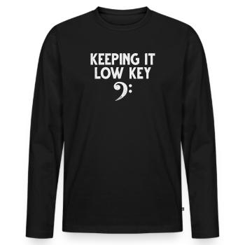 Keeping it Low Key Bass Clef Musiker - Männer Premium Bio Langarmshirt - Schwarz - Vorne - Nico (187cm)