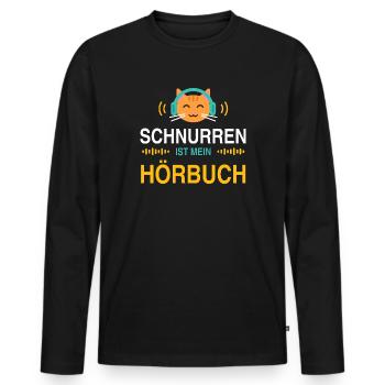 Schnurren ist mein Hörbuch – Katzen Spruch - Männer Premium Bio Langarmshirt - Schwarz - Vorne - Nico (187cm)