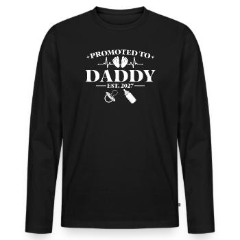 Pregnancy Announcement 2027 Promoted to Daddy - Männer Premium Bio Langarmshirt - Schwarz - Vorne - Nico (187cm)