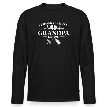 Pregnancy Announcement 2027 Promoted to Grandpa - Männer Premium Bio Langarmshirt - Schwarz - Vorne - Nico (187cm)