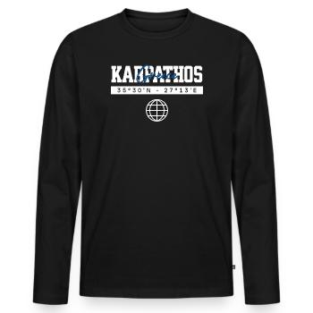 Karpathos Griechenland Koordinaten Reise Souvenir - Männer Premium Bio Langarmshirt - Schwarz - Vorne - Nico (187cm)