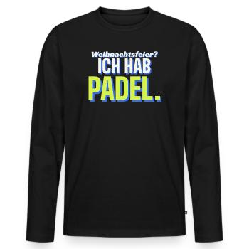Weihnachtsfeier? Ich hab Padel - Männer Premium Bio Langarmshirt - Schwarz - Vorne - Nico (187cm)