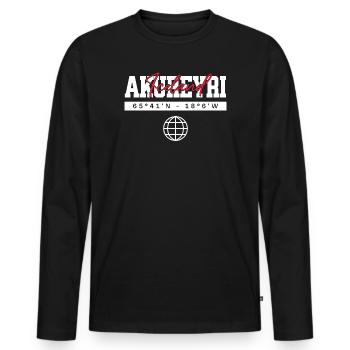 Akureyri Island Koordinaten Reise Souvenir - Männer Premium Bio Langarmshirt - Schwarz - Vorne - Nico (187cm)