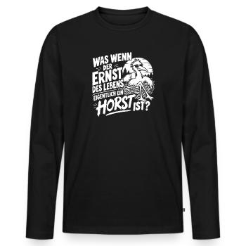Ernst des Lebens oder Horst? Lustiger Storch - Männer Premium Bio Langarmshirt - Schwarz - Vorne - Nico (187cm)