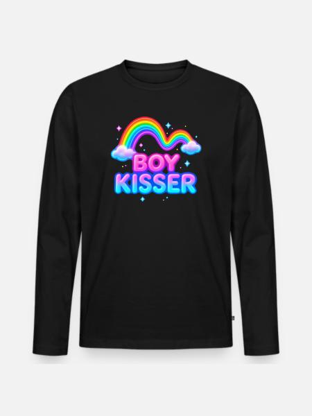 Jungenküsser - Männer Premium Bio Langarmshirt - Schwarz