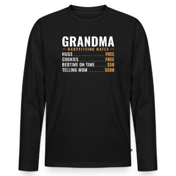 Oma Babysitting-Preise Umarmungen kostenlos - Männer Premium Bio Langarmshirt - Schwarz - Vorne - Nico (187cm)