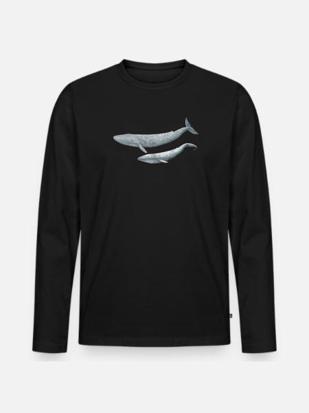 Blue Whale - Blue Whale - Baleine bleue - T-shirt manches longues Premium bio Homme - noir