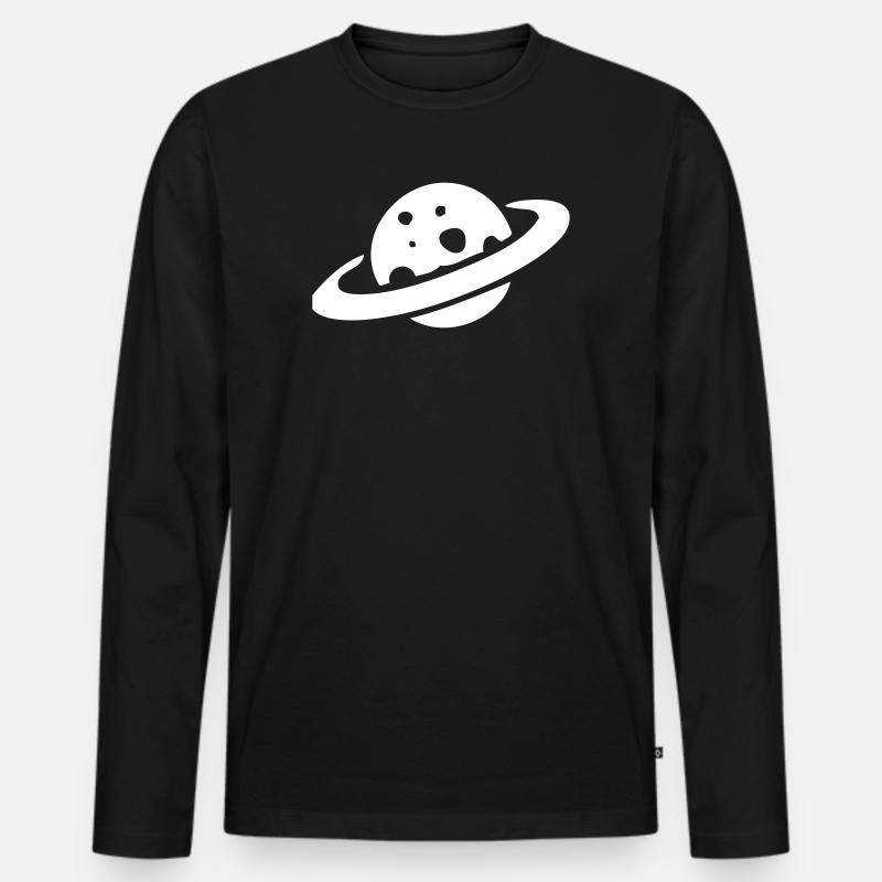 Käseplanet Saturn - Männer Premium Bio Langarmshirt - Schwarz
