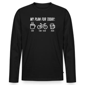 Plane heute: Kaffeezyklus Prost - Männer Premium Bio Langarmshirt - Schwarz - Vorne - Nico (187cm)