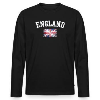England-Ikone – Schwache britische Flagge - Männer Premium Bio Langarmshirt - Schwarz - Vorne - Nico (187cm)