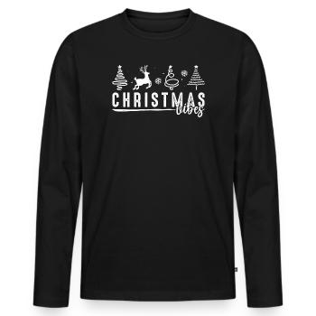 Ambiance de Noël de renne - T-shirt manches longues Premium bio Homme - noir - Devant - Nico (187cm)