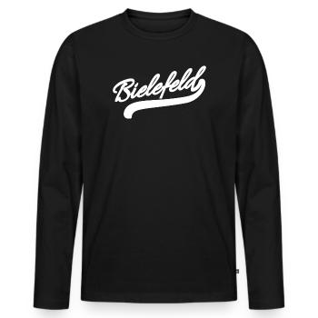 Bielefeld Retro - Men's Premium Organic Long Sleeve Shirt - black - Front - Nico (187cm)