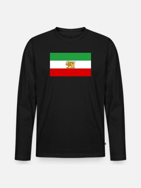 Lion and Sun Iran Flag - Men's Premium Organic Long Sleeve Shirt - black
