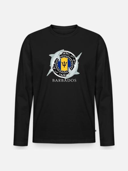 Barbados Reef Shark - Men's Premium Organic Long Sleeve Shirt - black