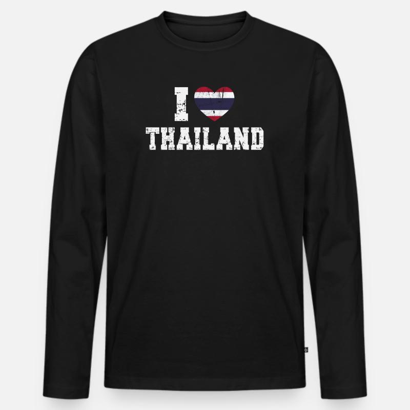 Thailand - Männer Premium Bio Langarmshirt - Schwarz