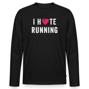 I Love/Hate Running - Men's Premium Organic Long Sleeve Shirt - black - Front - Nico (187cm)