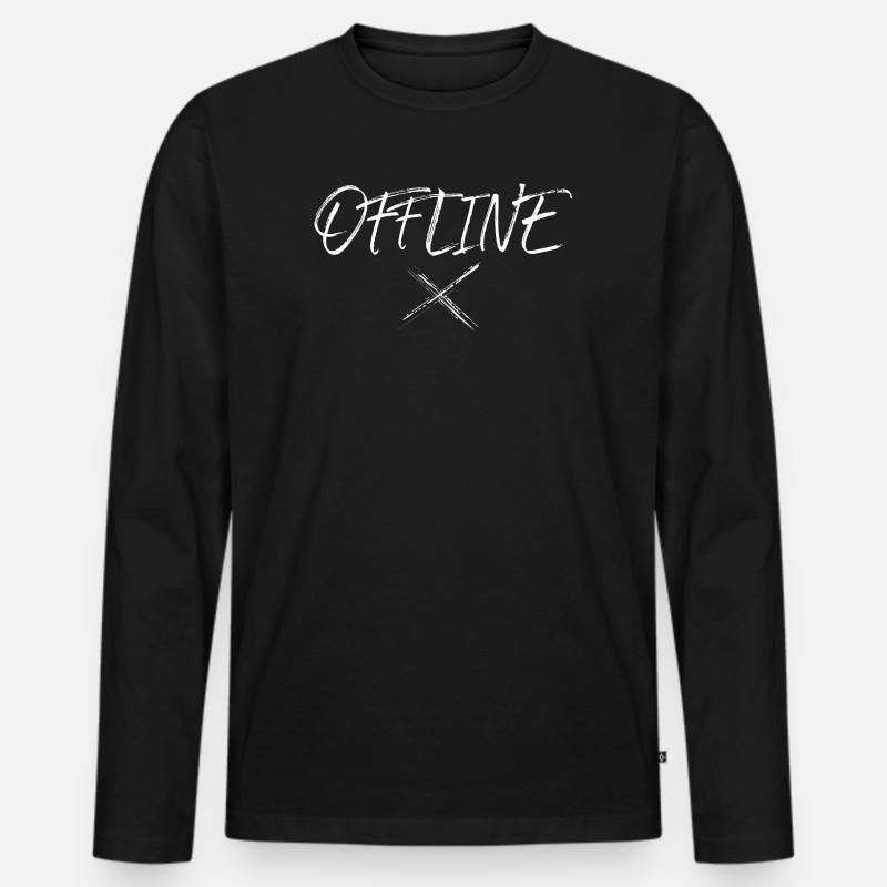 Offline Schriftzug – Minimalistisches Design - Männer Premium Bio Langarmshirt - Schwarz