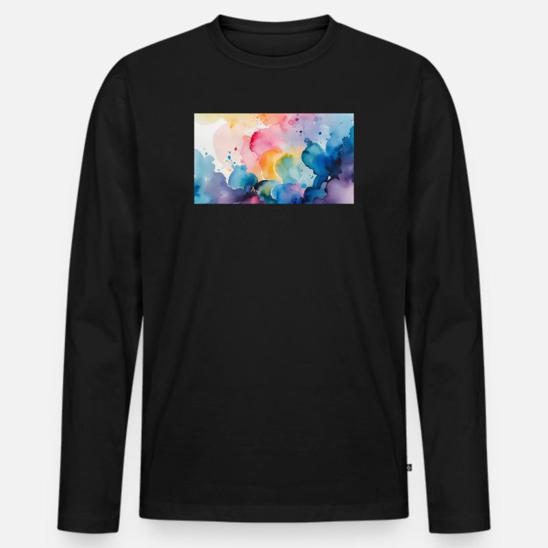 Aquarellfarben Explosion Kunst Design - Männer Premium Bio Langarmshirt - Schwarz