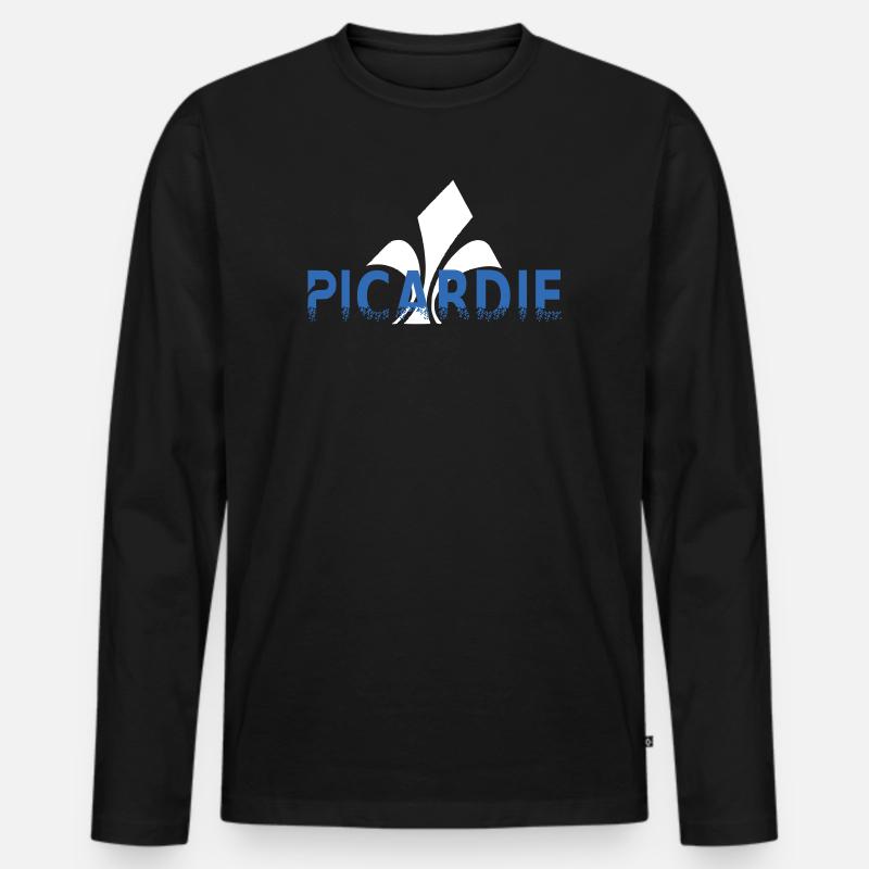 Picardie Fleur de lis Stilisiert - Männer Premium Bio Langarmshirt - Schwarz