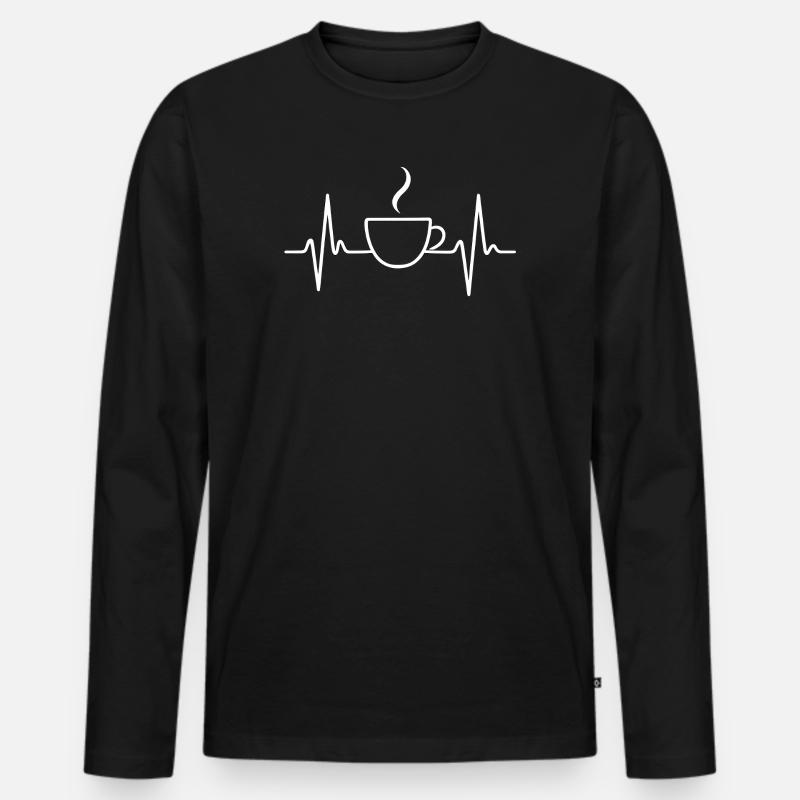 Kaffee Herzschlag - Männer Premium Bio Langarmshirt - Schwarz