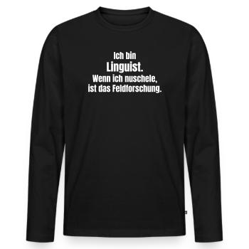 Je suis un linguiste de terrain - T-shirt manches longues Premium bio Homme - noir - Devant - Nico (187cm)