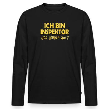 Occupation: Inspector - Men's Premium Organic Long Sleeve Shirt - black - Front - Nico (187cm)