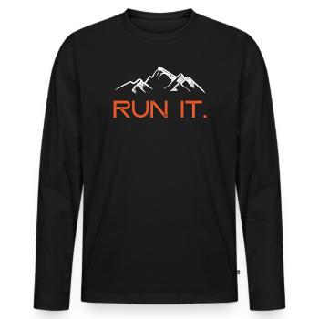 Ultra Running - Run It! - Men's Premium Organic Long Sleeve Shirt - black - Front - Nico (187cm)