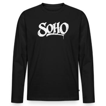 Soho Graffiti Shirt Design - Men's Premium Organic Long Sleeve Shirt - black - Front - Nico (187cm)
