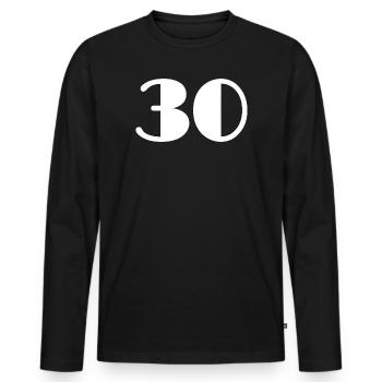 30. 30 ANS. 30e ANNIVERSAIRE. ANNIVERSAIRE 30 ANS. - T-shirt manches longues Premium bio Homme - noir - Devant - Nico (187cm)