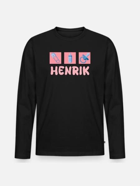 Gift for Henrik - Men's Premium Organic Long Sleeve Shirt - black