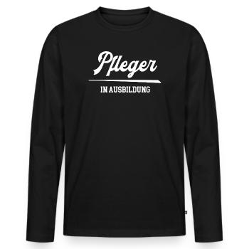 Pfleger in Ausbildung Pflegefachmann Azubi Pflege - Männer Premium Bio Langarmshirt - Schwarz - Vorne - Nico (187cm)