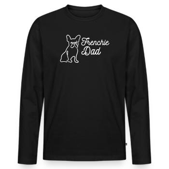 Frenchie Dad Outline Lineart - Men's Premium Organic Long Sleeve Shirt - black - Front - Nico (187cm)