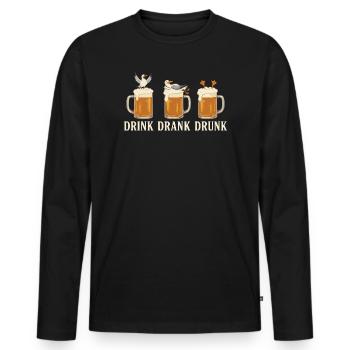 Drink Drank Drunk Beer Seagulls Beach - Männer Premium Bio Langarmshirt - Schwarz - Vorne - Nico (187cm)