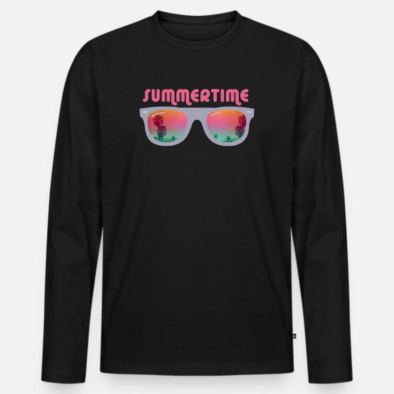 Summertime - Sonnenbrille - Männer Premium Bio Langarmshirt - Schwarz