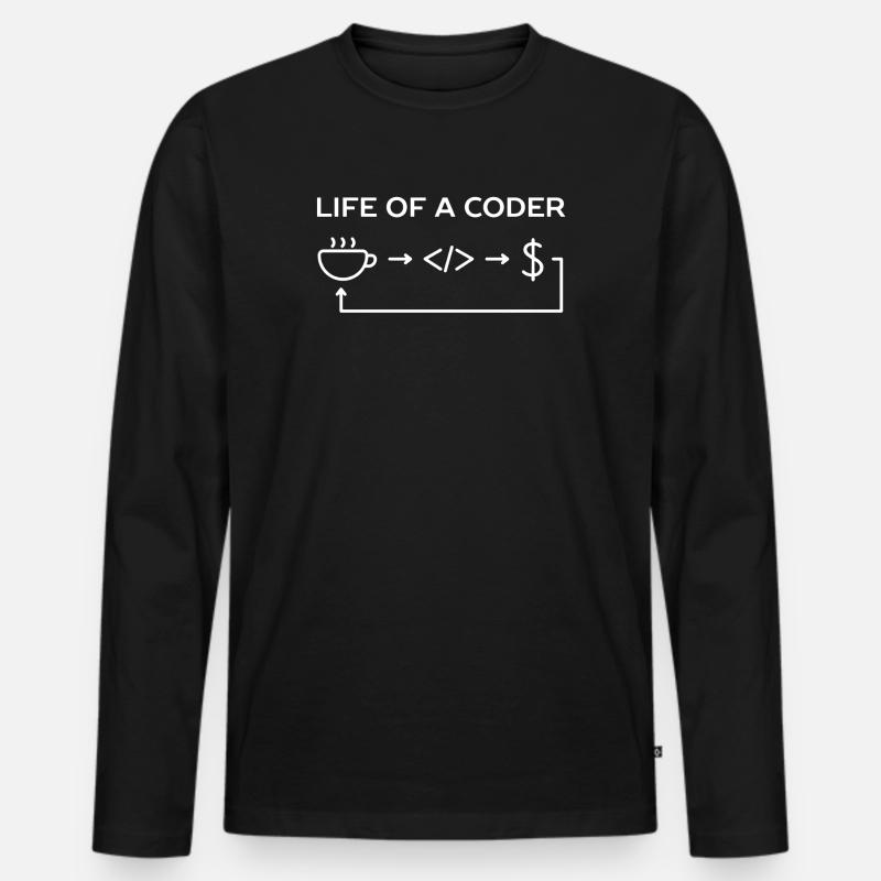 Programmierer-Leben eines Codier-Hemdes - Männer Premium Bio Langarmshirt - Schwarz