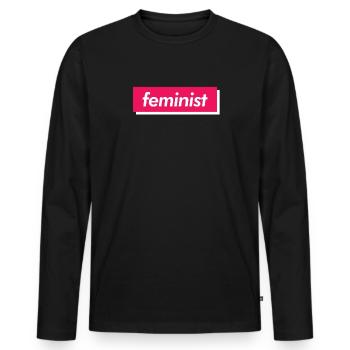 féministe - T-shirt manches longues Premium bio Homme - noir - Devant - Nico (187cm)