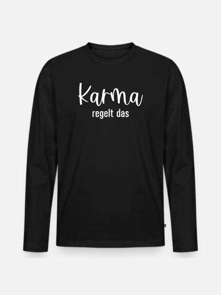 Karma regelt das - Männer Premium Bio Langarmshirt - Schwarz