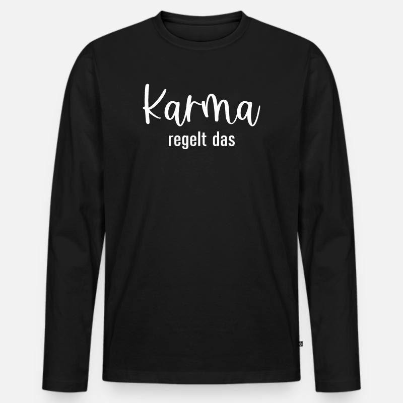 Karma regelt das - Männer Premium Bio Langarmshirt - Schwarz