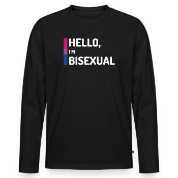 Bonjour, je suis bisexuel - T-shirt manches longues Premium bio Homme - noir - Devant - Nico (187cm)